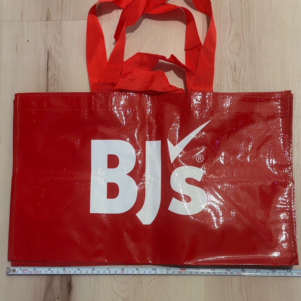 Set of 2 BJs Red Reusable Tote Bags with White Logo - Picture 2 of 5
